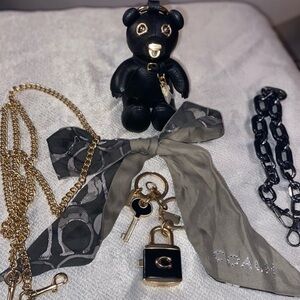 Coach Black and Gold Bear Keychain Set